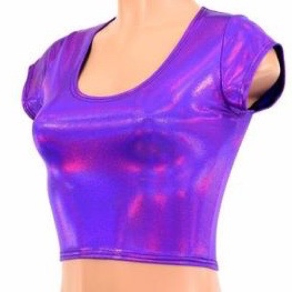PURPLE HOLOGRAPHIC CROP TOP